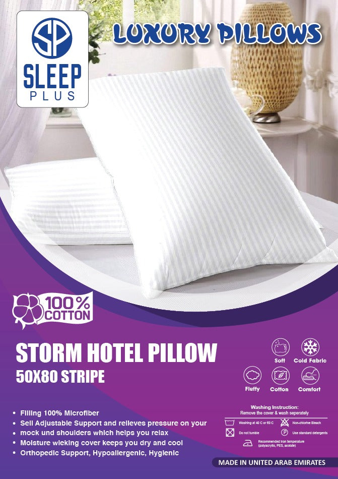 Luxury White HOTEL PILLOW TC220, Size 75x50 cm Stripe